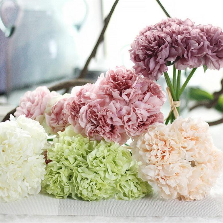 

Artificial Peony Floral Flowers Silk Fake Flower Wedding Bouquet Bridal Hydrangea Decor Home Party Decoration Dropshipping /D, Blue