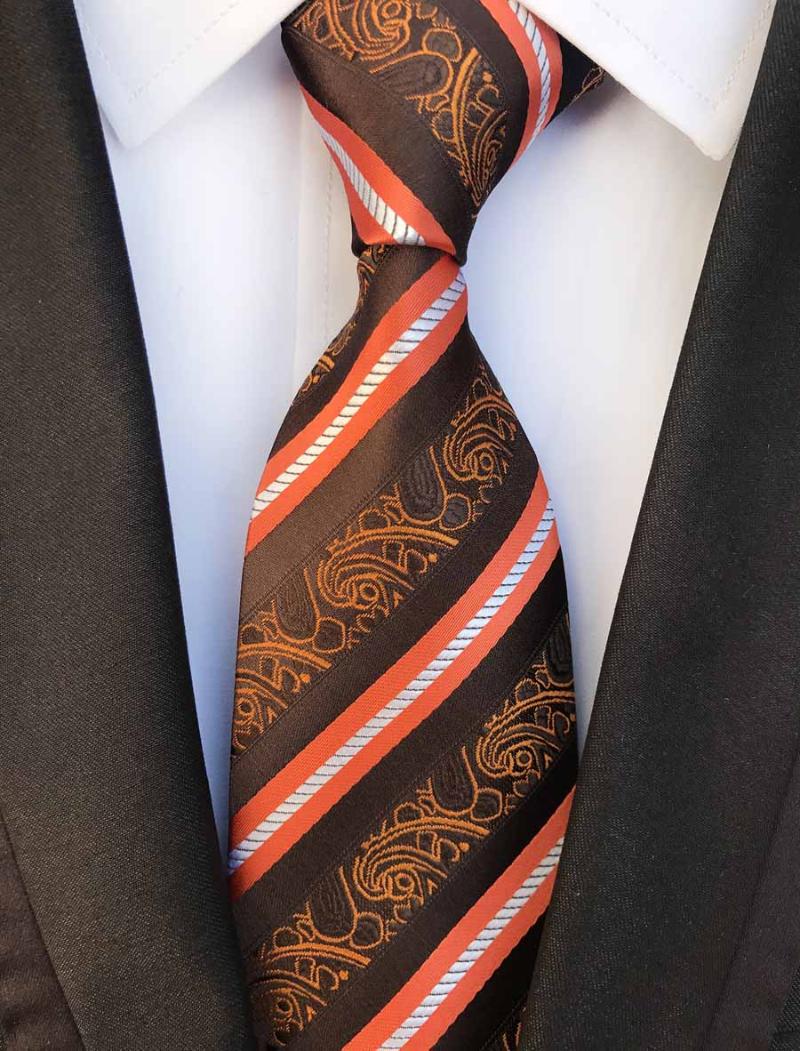 

Bow Ties Classic Men Fashion Paisley Tie With Stripes 100% Silk Necktie