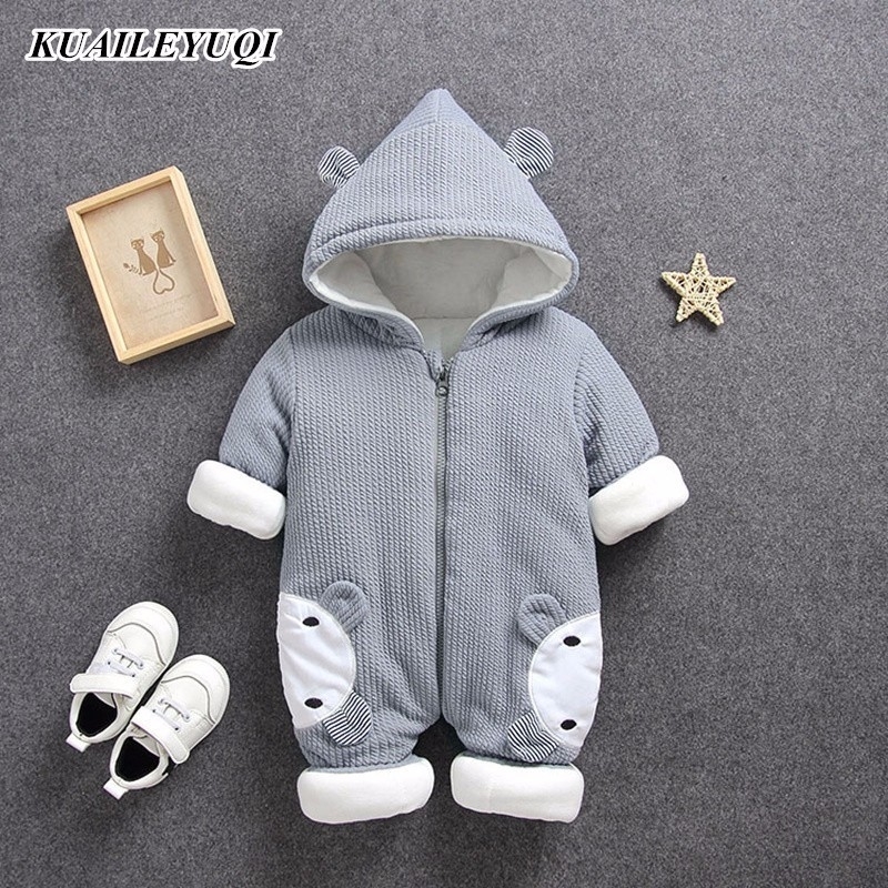 

Autumn Winter coat Jumpsuit Baby clothing Newborn Snowsuit Boy Warm Romper Down Cotton Jackets Girl Snow clothes Bodysuit 201030, Brown rabbit