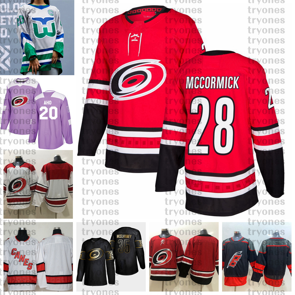 

2021 Reverse Retro Customize #28 Max McCormick Carolina Hurricanes Jerseys Golden Edition Camo Veterans Day Fights Cancer Hockey Jersey, Custom black