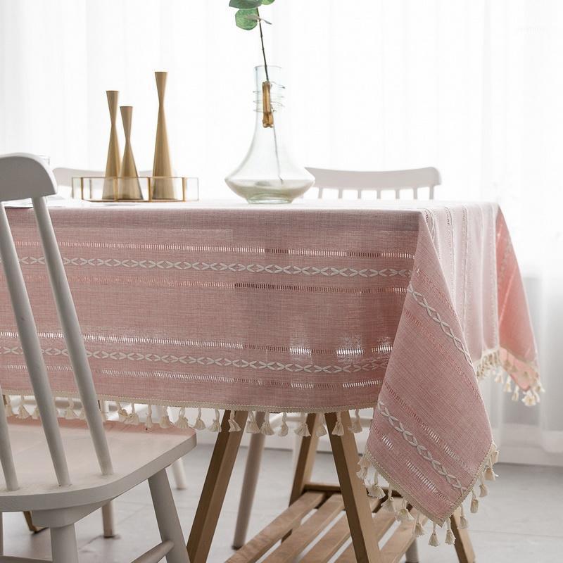 

Junwell Luxury Embroidered Tablecloth Cotton Hemstitch Pattern Table cloth Decorative Rectangle For Wedding Dinning BBQ1, Grey