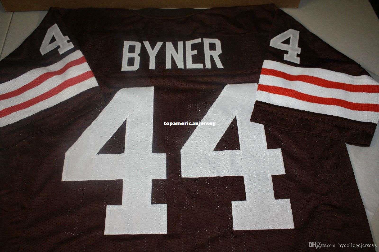 

Cheap Retro EARNEST BYNER #44 CUSTOM MITCHELL & NESS Jersey Stitching men's Football Jerseys Rugby, Brown