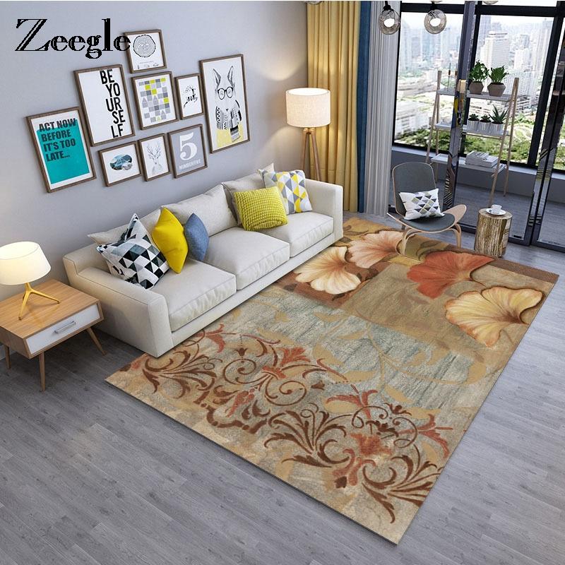 

Zeegle Leaf Pattern Carpet For Living Room Non-slip Floor Mat Sofa Table Area Rug Children Bedroom Carpet Absorbent Kitchen Mat, Z-16