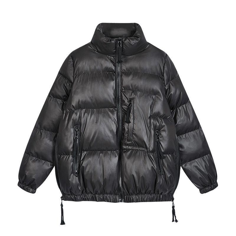 

Winter Women Fashion Thick Warm Faux Leather Jacket Solid Zipper Short Outwear Tops Female Casual Loose Parkas Coat G100904, Black