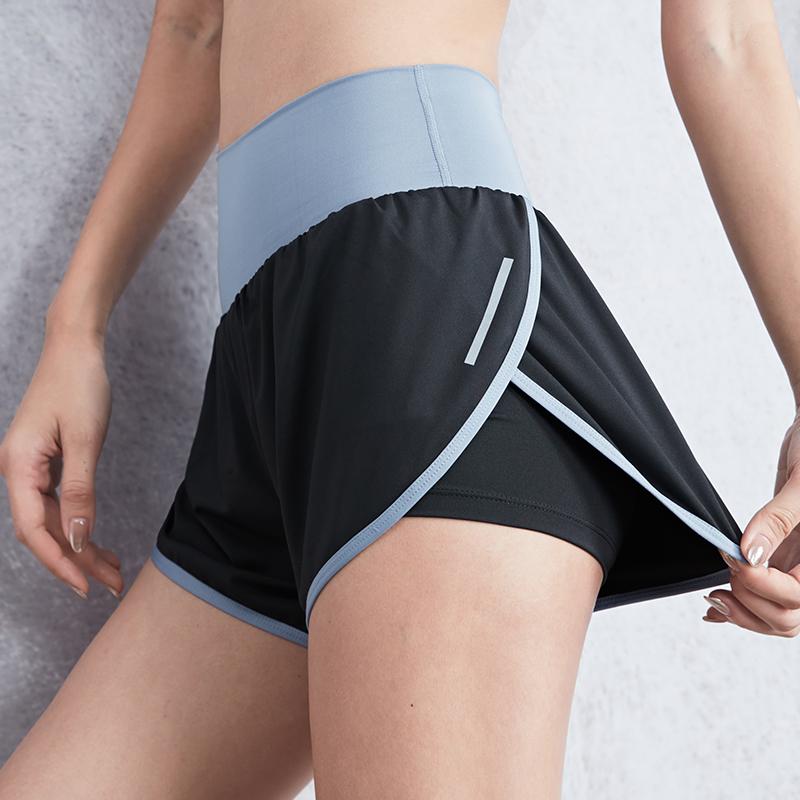 

2020 Women Running Shorts High Waist 2 in 1 Shorts for Yoga Tennis Training Female Marathon with Liner, Fbk20186