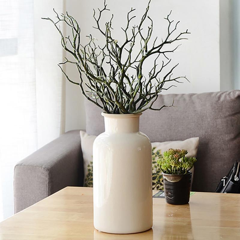 

3pcs 35cm Manzanita Dry Artificial Fake Foliage Plant Tree Branch Wedding Home Church Office Furniture Green White