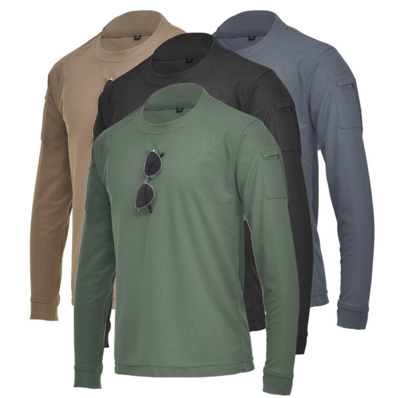 

Men Casual Long Sleeve O Neck Sweat Absorbent Pockets Loose Pullover T-shirt, Black