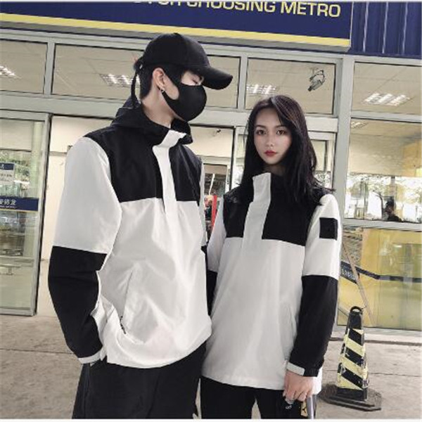 

Fall Winter new Men Jacket Windbreaker Zipper Hoodies Patchwork Coat Casual Outerwear Street Sports running jogger couple Jackets, Green