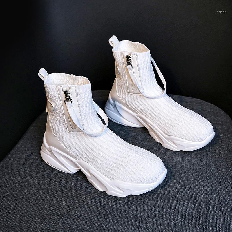 

2020 New Socks Boots Women Shoes Black White Boots Fashion Ankle Zip Chunky Sneakers Casual Female Shoes1