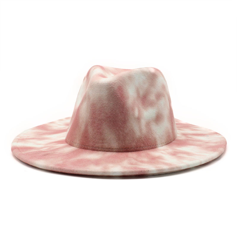 

Tie dye Fedora Hats Jazz Panama Cap Wide Brim Hat Women Men Formal Hat mens Lady Felt Top caps Woman Man Winter Fashion NEW, Blue;gray
