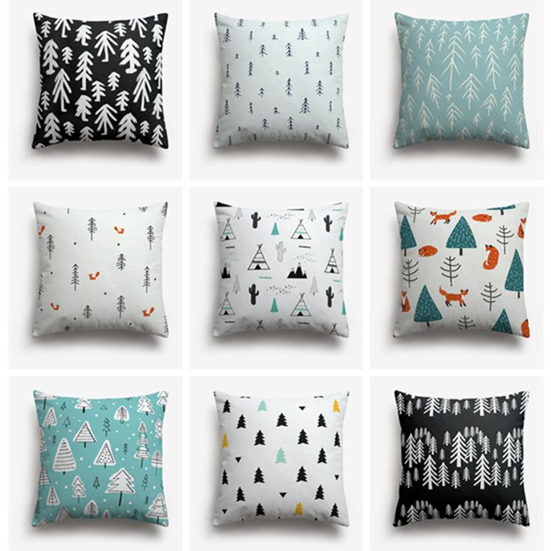 

Sweetenlife 50x50cm Fir Trees Pattern Cushion Cover Tent Creative Decorative Pillow Cover Hand Drawn Pillow Cases Home Decor, Sl0273