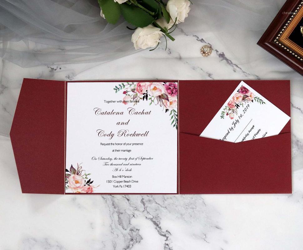 

Squar Pocket invitation card Tri-Fold Greeting Cards1