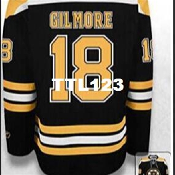 

Real 121 real Full embroidery #18 Happy Gilmore Boston Bruins Stiched Hockey Jersey Hockey Jersey or custom any name or number Jersey, Black