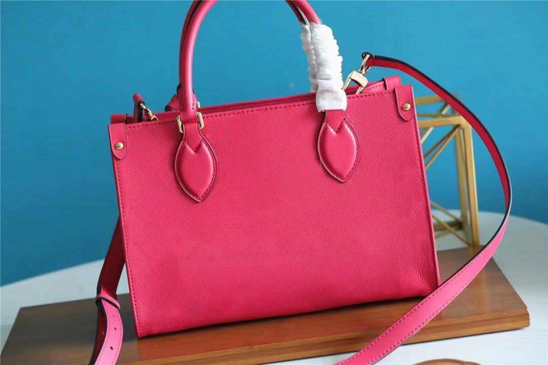 

M45660 EXCLUSIVE ONLINE PRELAUNCH - ONTHEGO PM bag Freesia Pink handbag embossed pattern leather shoulder bag famous fashion style totes bag