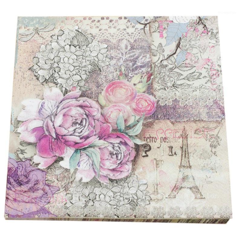 

20 pcs/lot 33cm*33cm printed Feature Rose Paper Napkins For Event & Party Decoration Tissue Decoupage Servilleta1