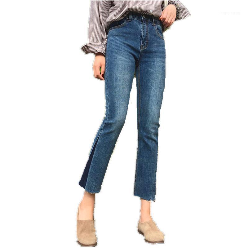

Women's Jeans With High Waist Large Size Ladies Ankle Length Flared Jeans for Girl Plus Size Korean Capri1, Blue