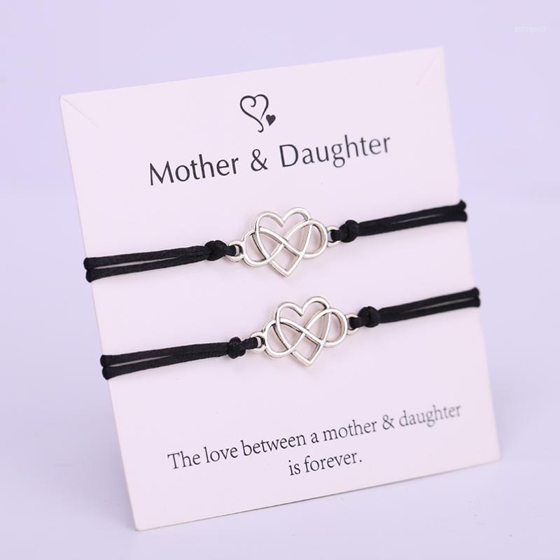

Charm Bracelets (A SET) Mother Daughter Infinity Heart Adjustable Rope Bracelet Women Girl Fashion Jewelry Drop 1
