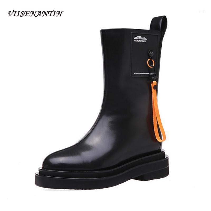 

Chunky Sole Versatile Side Zipper Round Toe Thick Heel Short Riding Boots Fringed Genuine Leather Autumn Height Increase Shoes1, Black