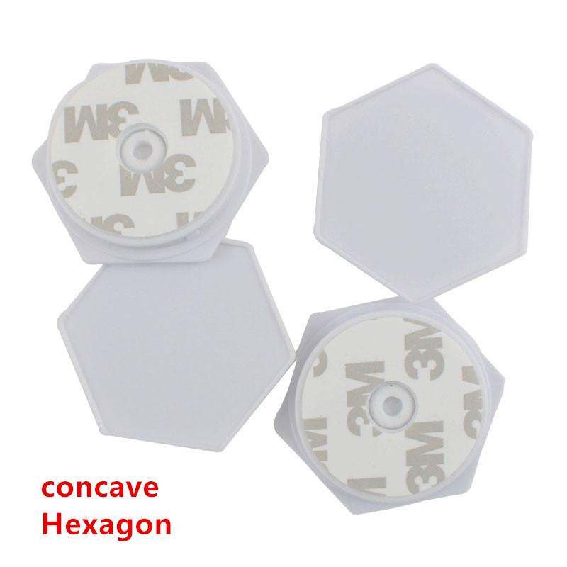 

10-100pcs concave Grooved Hexagon Blank material mobile phone folding stretch airbag bracket Phone Holder Balloon support, 10pcs mix