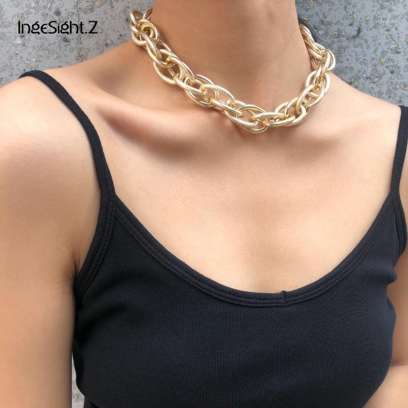 

Chokers IngeSight.Z Punk Hip Hop Curb Cuban Thick Twisted Choker Necklace Statement Gold Color Chunky Metal Collar Jewelry Gift1