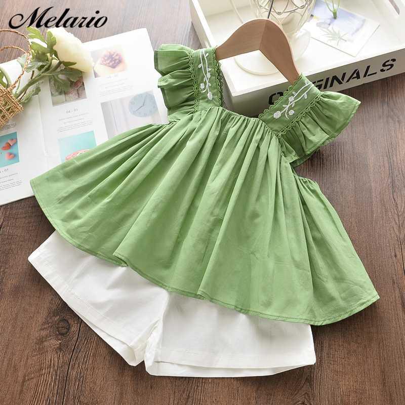 

Melario Cute Girls Clothing Sets Girls New Brand Clothes Kids Clothing Sets Sleeveless Casual T-Shirt + Short 2Pcs Suits1, Az1541 white