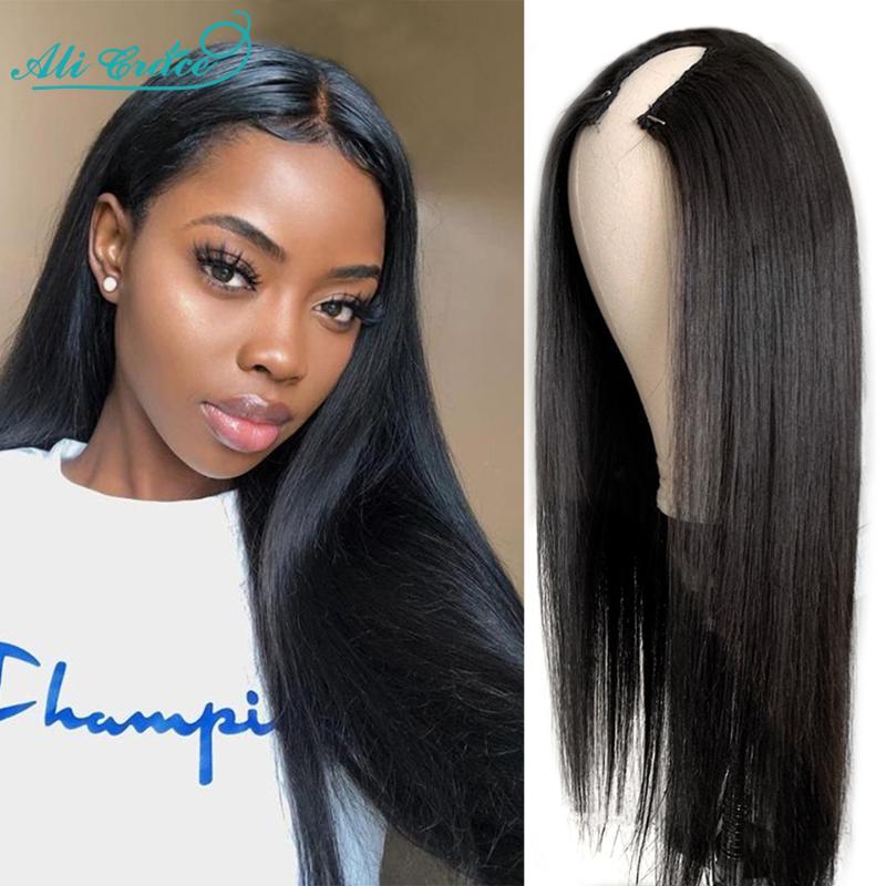 

Ali Grace U Part Lace Front Wig Malaysian Straight Wave Human Hair Wigs For Women Closure Wig Pre Plucked With Baby Hair 150%, As pic