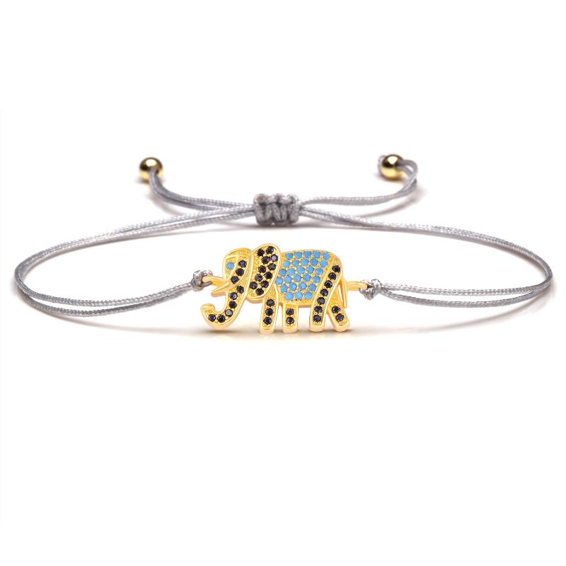 

Blue&Black Cubic Zirconia Stones Copper Elephant Lucky Charm Bracelet For Women 2021 New Arrival Chic CZ Pretty Animal Jewelry