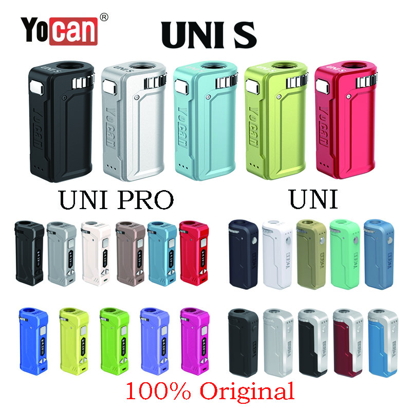 

Original Yocan UNI Pro S Vape Box Mod Kit 650mA Preheat Variable VV 2.0V 4.2V Battery E Cigarette Device Fit All Cartridge, Yocan uni- mix color or remark