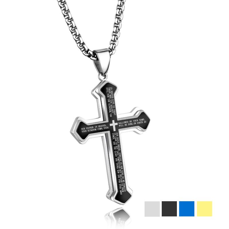 

Multi-Layer Cross Pendant Stainless Steel Men Necklace Christian Bible Jewelry Casual Male Faith Religious Bijoux