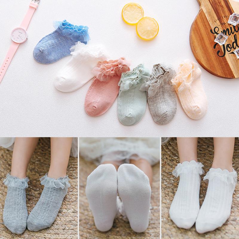 

Summer Woman Forefoot Socks Thin Cotton Sweat Socks Ruffle Frilly Ankle Short Kid Princess Baby Kid Girl Solid Color Sock, Green