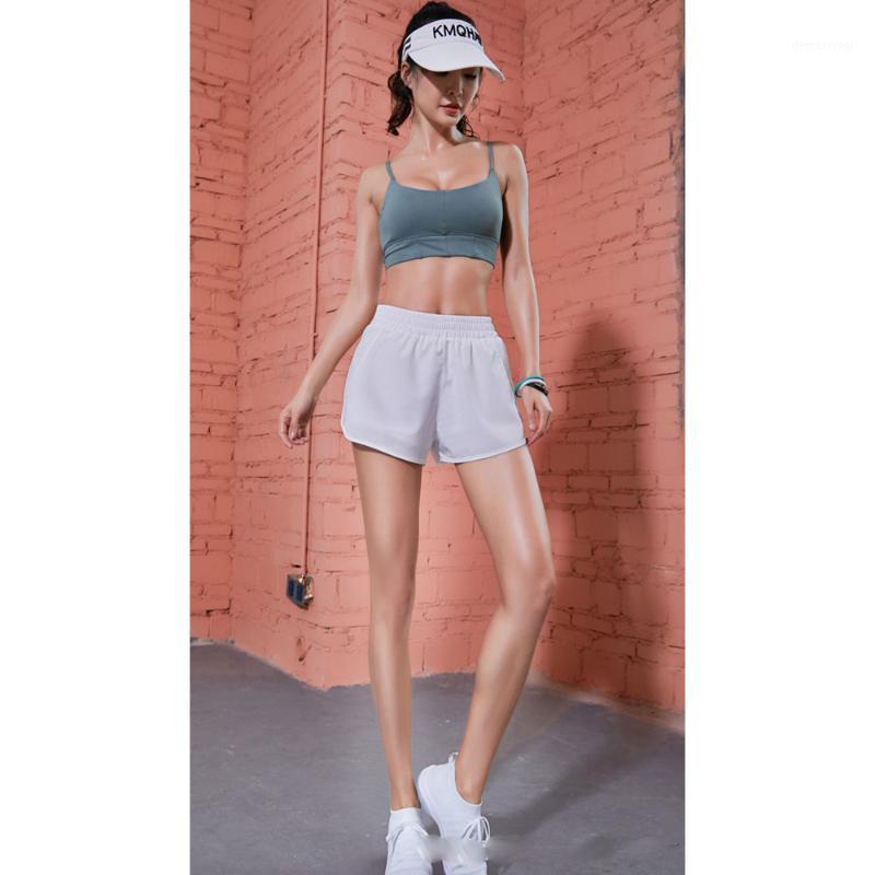 

Summer female fitness training quick dry running marathon fake two pieces of yoga anti-glare stretch fashion sports shorts1, Black