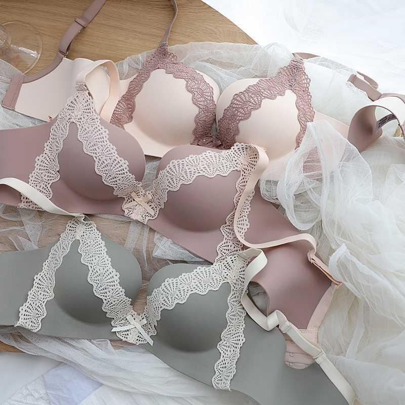 

New 4 Color Women Underwear Sexy Lace Flowers Deep V Push Up Bra Set Summer Green Girl Beautiful Intimates Wire Free Lingerie1, Black