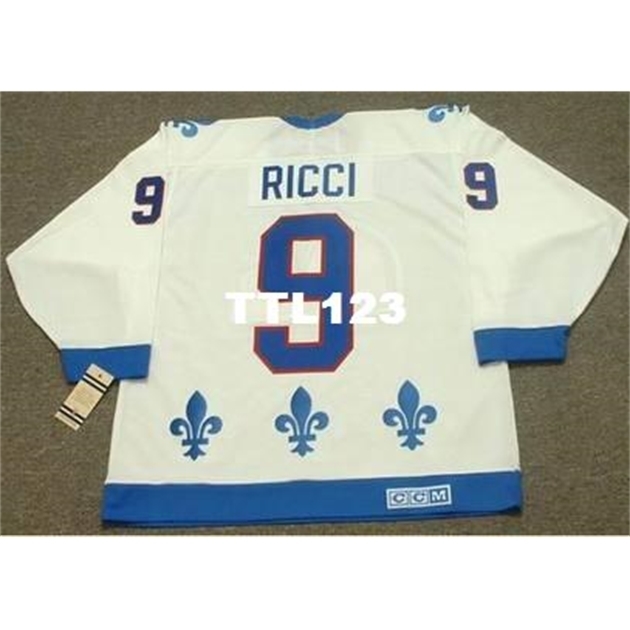 

740 #9 MIKE RICCI Quebec Nordiques 1994 CCM Vintage Home Hockey Jersey or custom any name or number retro Jersey, White