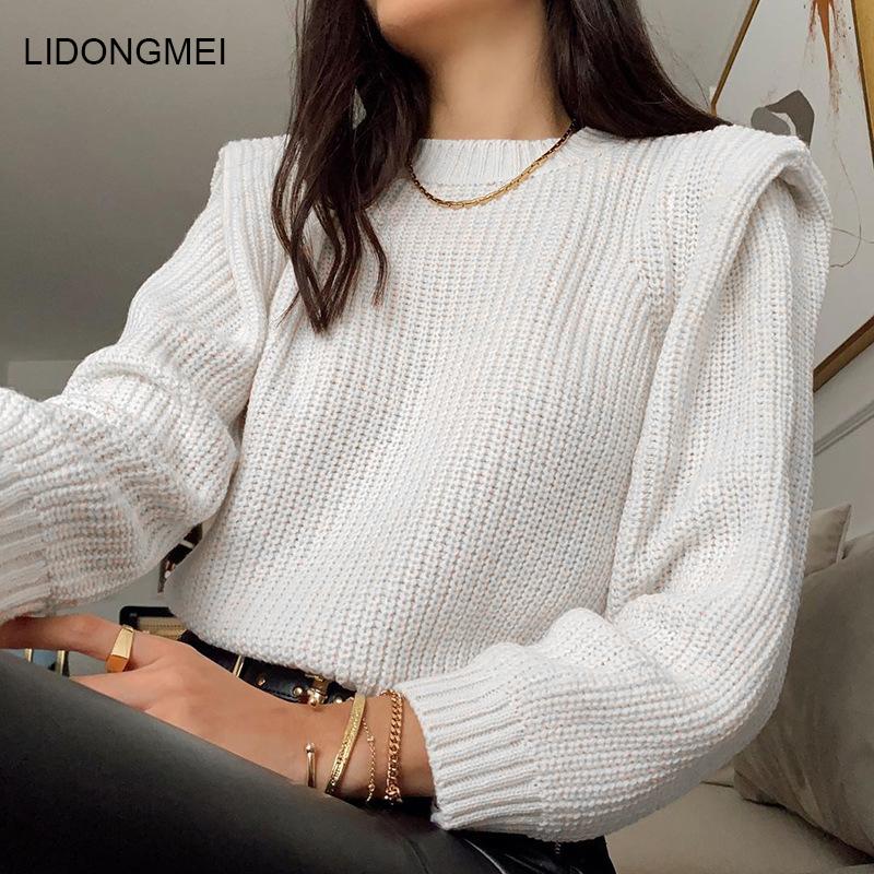 

Women Elegant Solid Knit Sweater Fashion Round Neck Autumn Winter Long Sleeve Pullover Tops Ladies Casual Loose Slit Jumper, Black