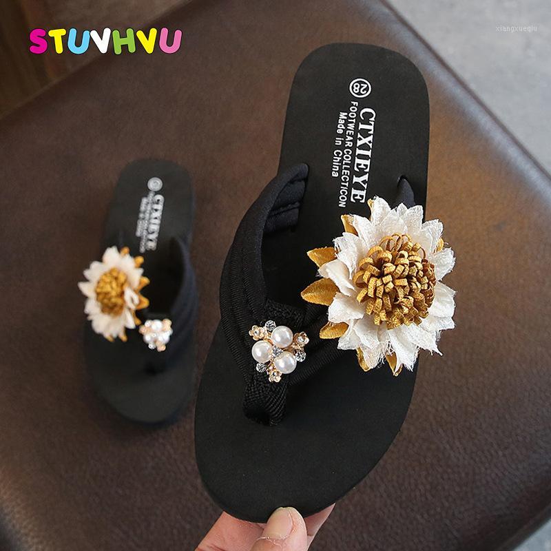 

Summer Girls Slippers Flowers Princess Shoes Wear Non-slip Beach Shoes Children Slippers Flip Flops Soft Kids Flats1, Pink