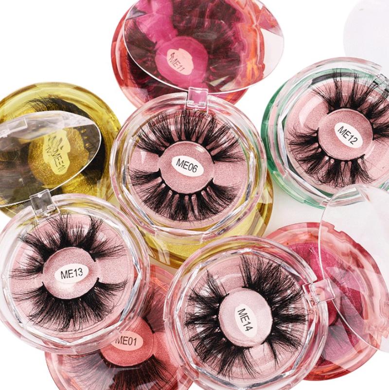 

100pcs 25mm fase eyelashes 5D mink Eyelash extension with Crystal clear box luxury high quality hand made lash wholesale DHL/UPS