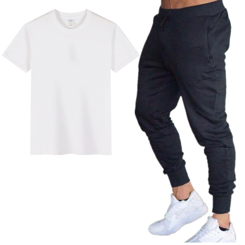 

new 2020 designer Summer Men T Shirt Sets+Pants Two Pieces Sets Casual Mens t shirt Joggers Skinny Pants Gyms Fitness Sweatpants Men Set, Red wine