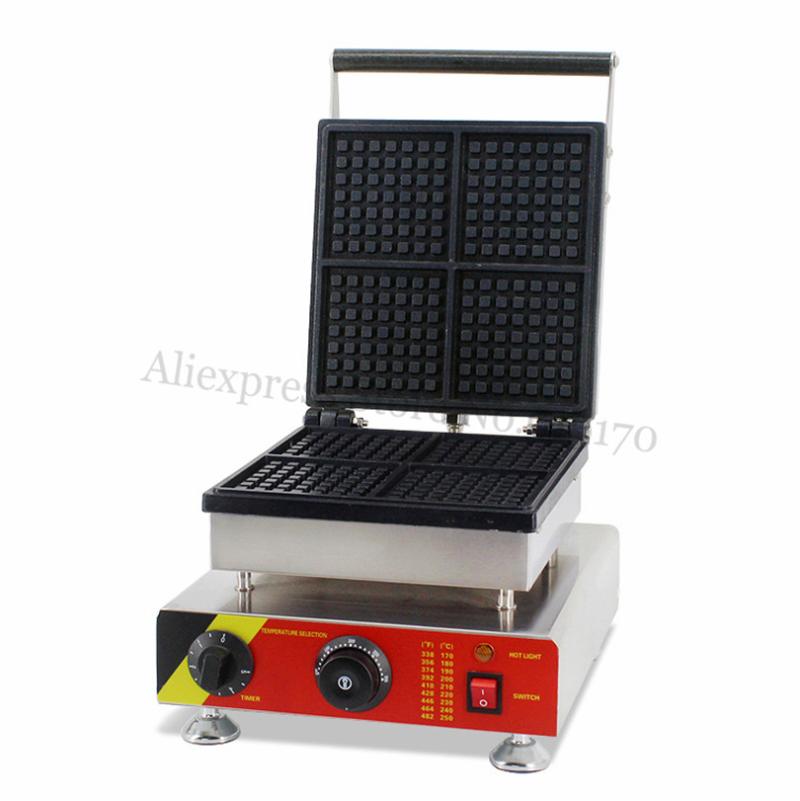

Commercial Square Waffle Maker Stainless Steel Square Electric Waffle Machine with Four pcs Molds 220V 110V