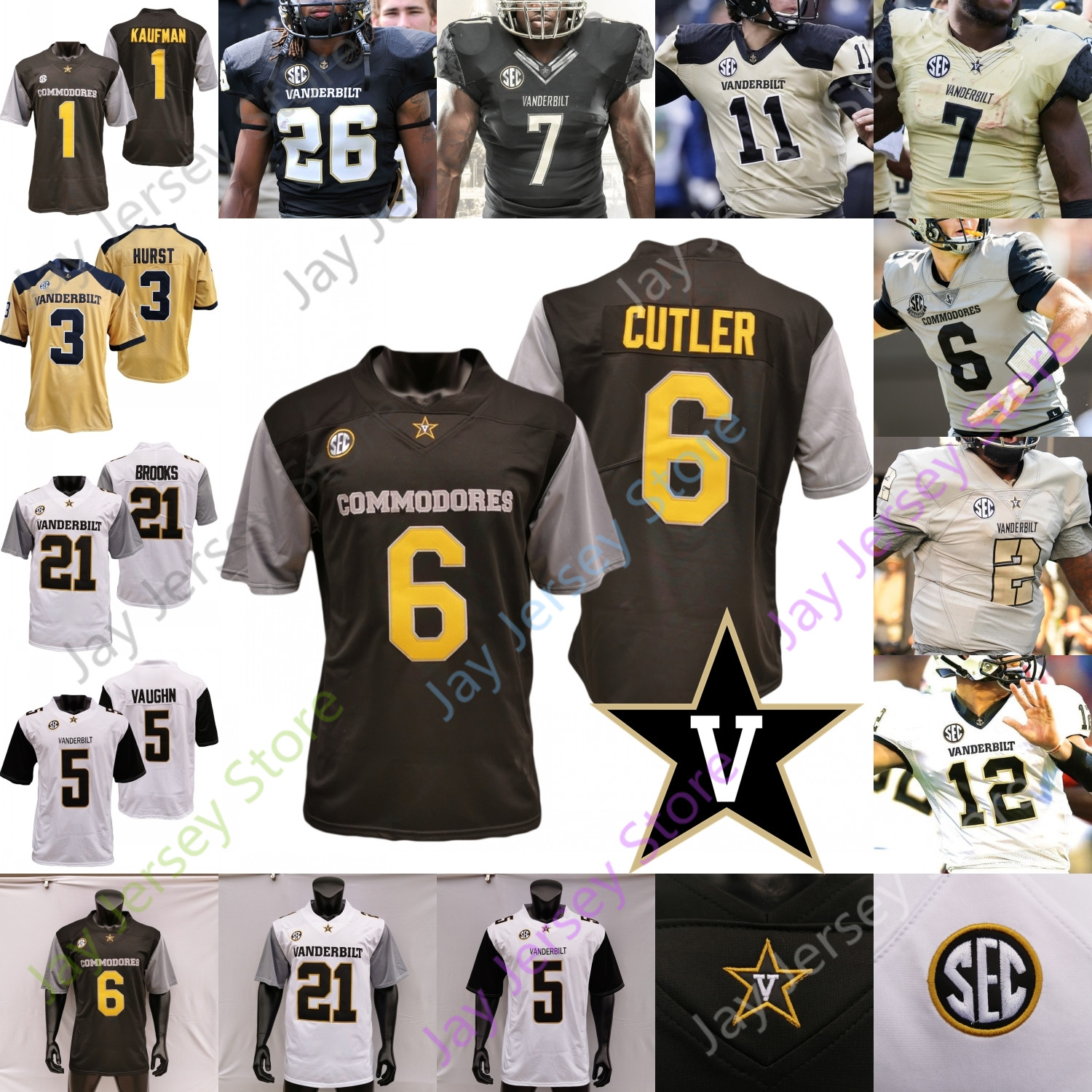 

Vanderbilt Commodores Football Jersey NCAA College Jay Cutler Riley Neal Ke'Shawn Vaughn Kalija Lipscomb Cam Johnson Andre Mintze Matthews, White