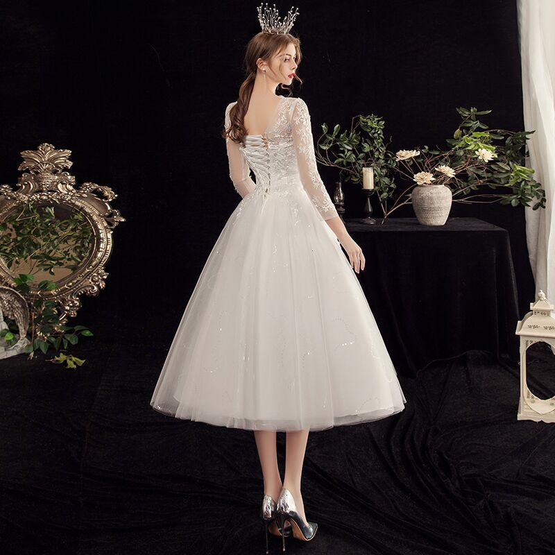 

2021 New Short Dress Low-cut v Wedding Gown Dressed As a Bride VYMQ, Same as the photos