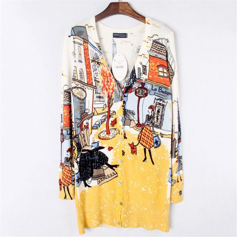 

Women's Sweaters Wholesale- 2021 Spring Fashion Women's Print Cardigan Sweater Dress Plus Size Loose High Quality1, Pic
