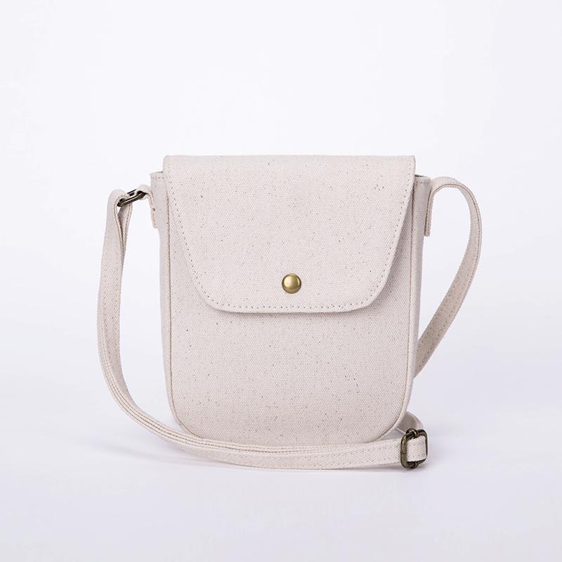 

Mobile Phone Small Bag Female Canvas Student Wild Shoulder Bag Simple Messenger, Beige