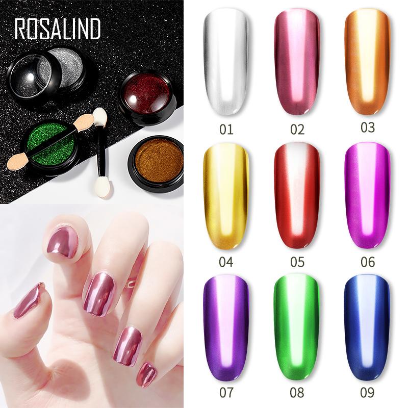 

ROSALIND UV Chrome Holographic Nail Decorations Glitter Mirror Powder Sparkles Nail Pigments Need Base Top Semi Permanent