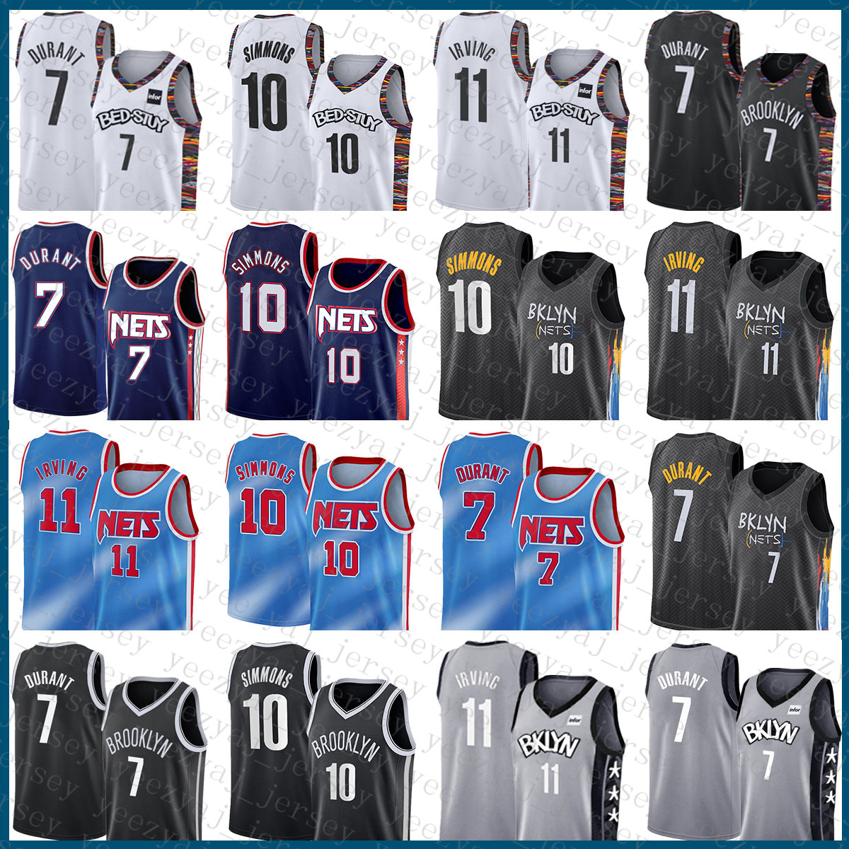 

2022 New Brooklyn''Nets''Men Ben 10 Simmons Kevin Basketball Jerseys 7 Durant Kyrie 72 Biggie 11 Irving S-2XL Blue Orange, Jersey-lanwang