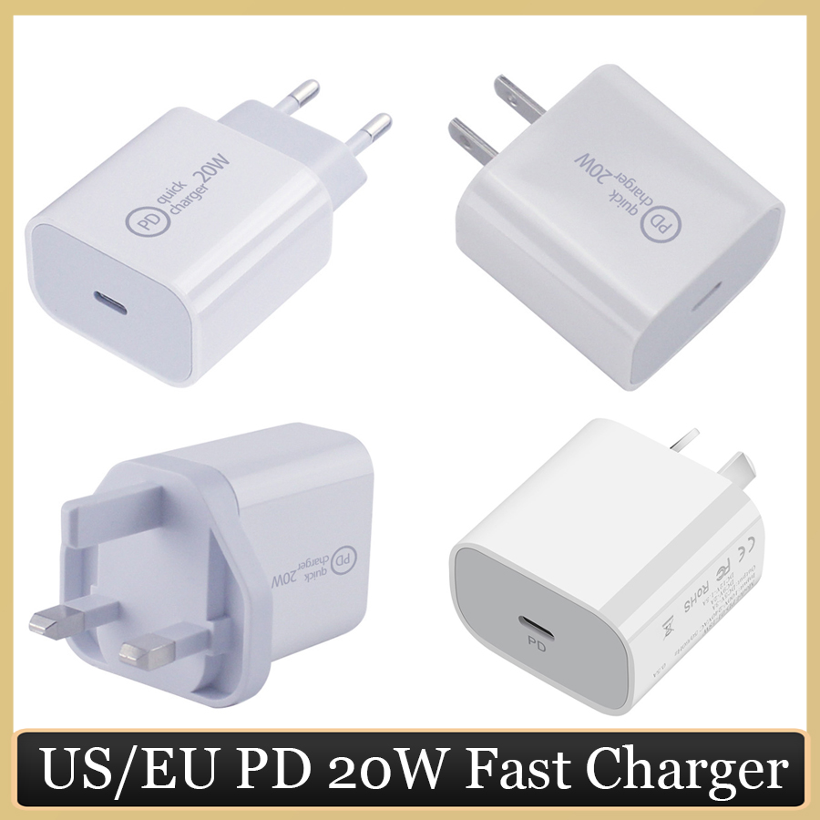 

Genuine Speed PD 20W USB-C Power Adapter Quick Charger for iPhone 12 Type-C Port EU US UK AU Plug 20V 1A Fast Safe Charger