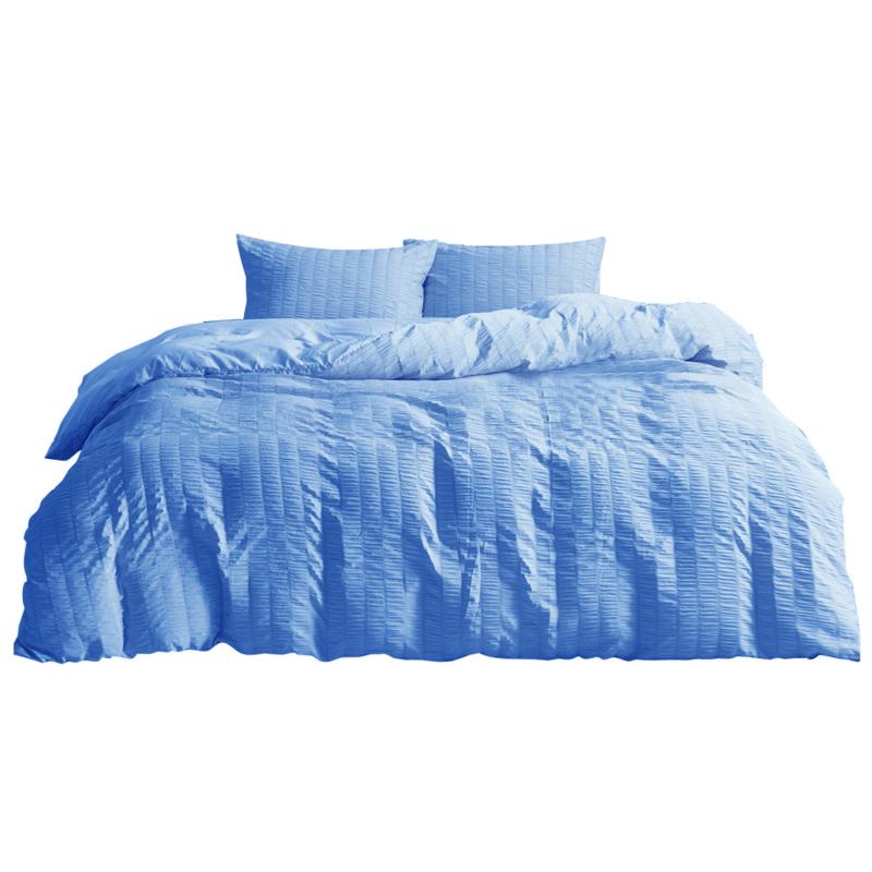 

3pcs Gift Quilt Cover Pillowcase Modern Seersucker Washable Comfortable Queen Size Solid Ultra Soft Bedding Set Accessories, White
