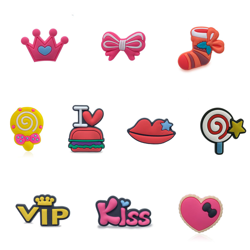 

moq=2lots lovely casual hotworld shoe charms wholesale jibitz for croc soft rubber PVC charms accessories promotional, White;pink