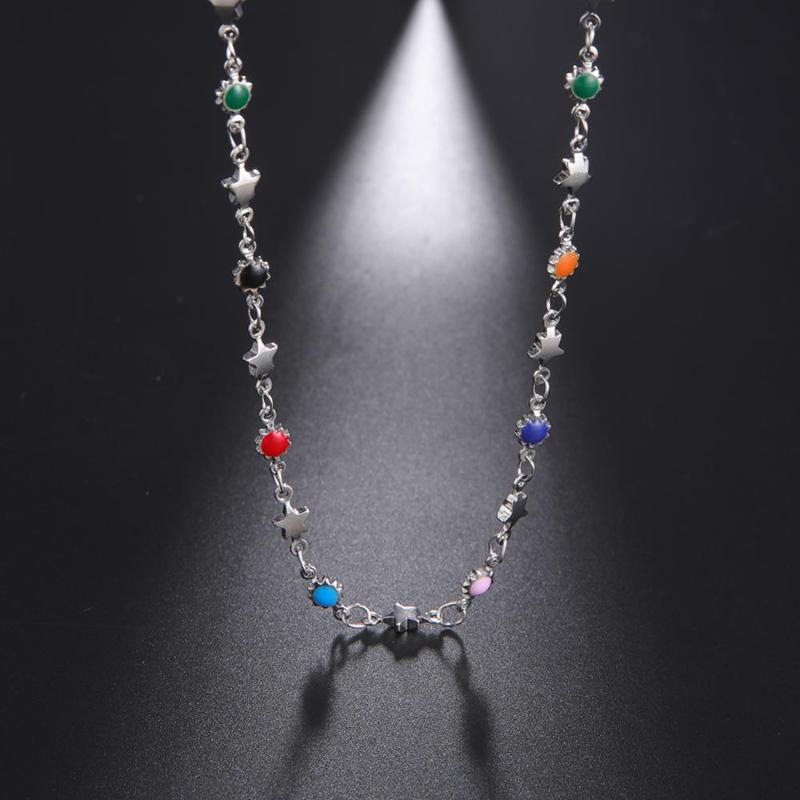 

My Shape Copper Enamel Choker Necklaces for Women Girls Aesthetic Star Necklace Link Chain Fashion Party Jewelery Accessories