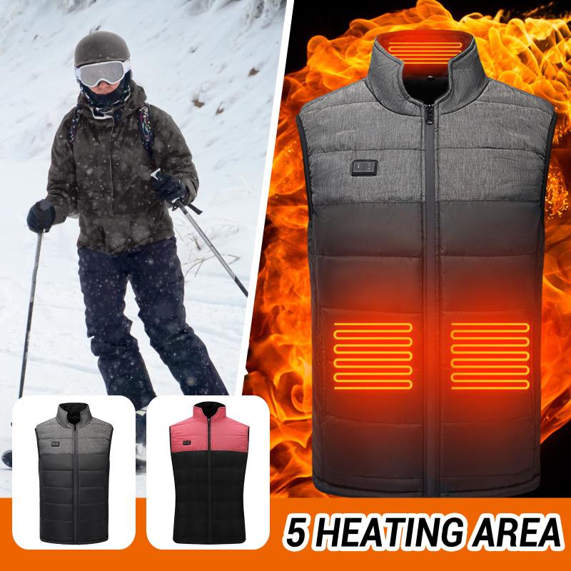 

Electric Heated Jacket Arms Back Heated Outdoor Waterproof Sports Winter Coat USB Heating Warm Clothes Nov 13rd, Black