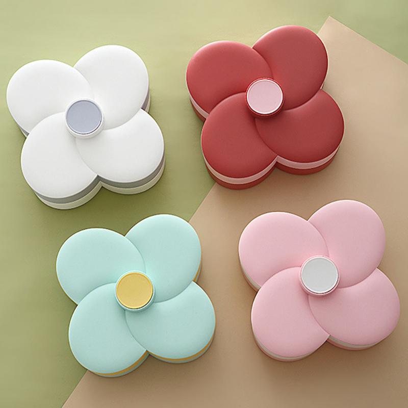 

With Lid 8 Grids Dustproof Dried Fruit Tabletop Decor Home Flower Type Party Wedding Rotating Candy Box PP Double Layers Nuts